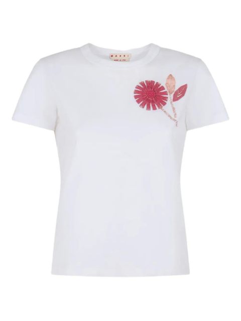 Marni floral-embroidered T-shirt - 0AW01 LILY WHITE - zdjęcie produktu nr 1