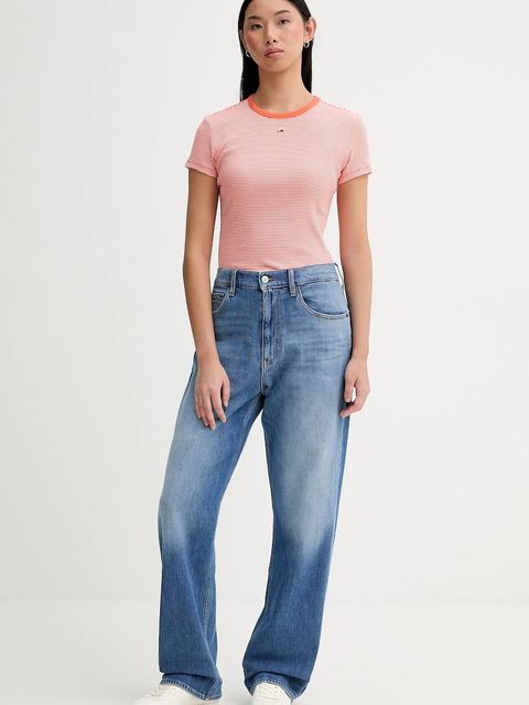 Tommy Jeans t-shirt damski kolor pomarańczowy DW0DW17383 - zdjęcie produktu nr 2