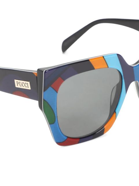 PUCCI geometric-frame signature-print sunglasses - Black