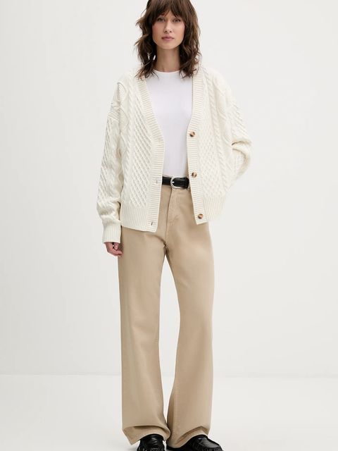 Guess Jeans kardigan z dodatkiem wełny damski kolor beżowy W5BR08 Z0561