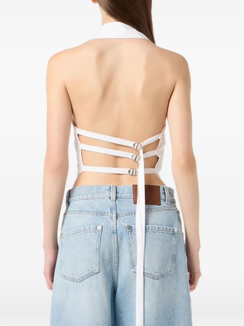 Blumarine collared pleated top - White