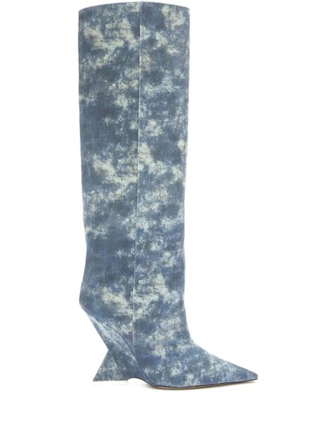 The Attico denim-print heeled boots - Blue - zdjęcie produktu nr 1