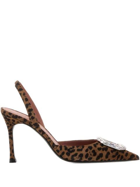 Amina Muaddi 90mm Camelia pumps - Brown - zdjęcie produktu nr 1