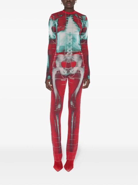 Jean Paul Gaultier mesh graphic-print trousers - Red