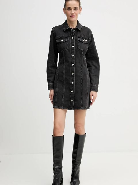 Calvin Klein Jeans sukienka jeansowa kolor czarny mini dopasowana LV047D775G - zdjęcie produktu nr 2