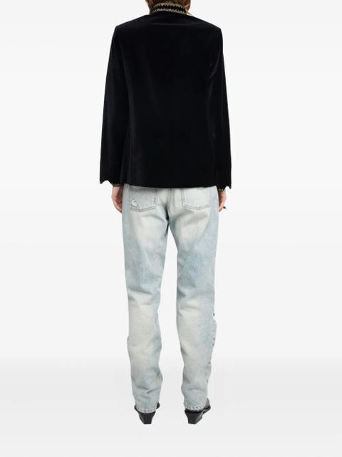 Zadig&Voltaire velvet-effect embellished-collar jacket - Black