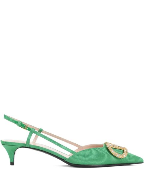 Valentino Garavani 40mm crystal-embellishment slingback pumps - Green - zdjęcie produktu nr 1
