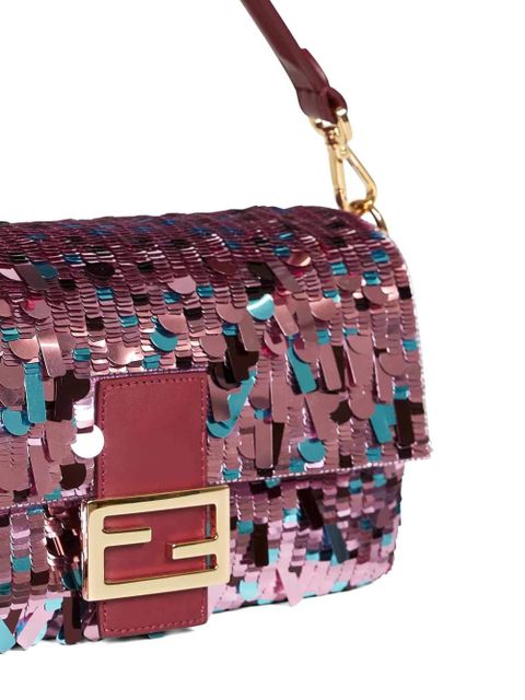 FENDI Baguette sequin-embroidered shoulder bag - Pink