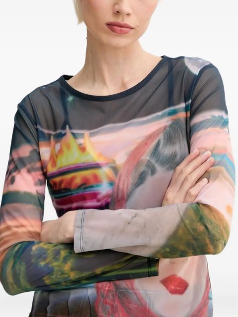 Sunnei mesh print top - Black