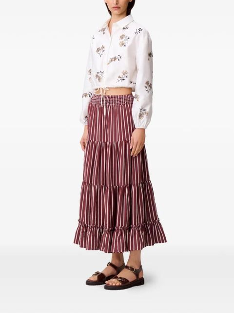 Claudie Pierlot floral drawstring shirt - White