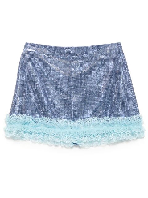 Self-Portrait crystal fishnet mini skirt - Blue - zdjęcie produktu nr 1