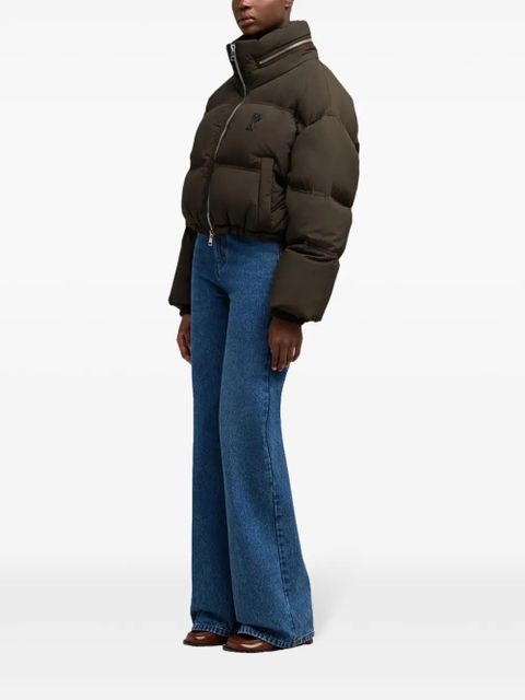 AMI Paris zipped puffer jacket - Brown