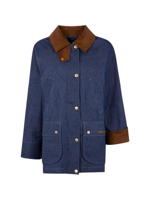 Barbour Asker corduroy-collar denim coat - Blue - zdjęcie produktu nr 1