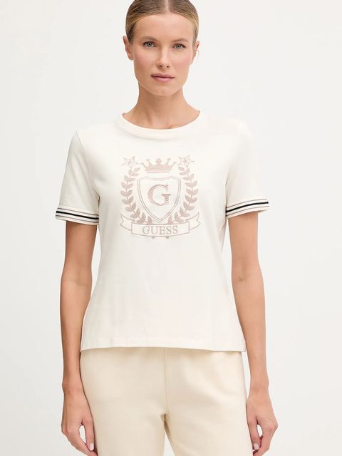 Guess t-shirt MURIEL damski kolor beżowy V5BI08 J1314 - zdjęcie produktu nr 1