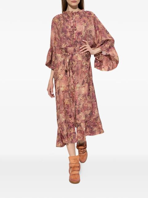 ISABEL MARANT graphic-print ruffled dress - Pink - zdjęcie produktu nr 2