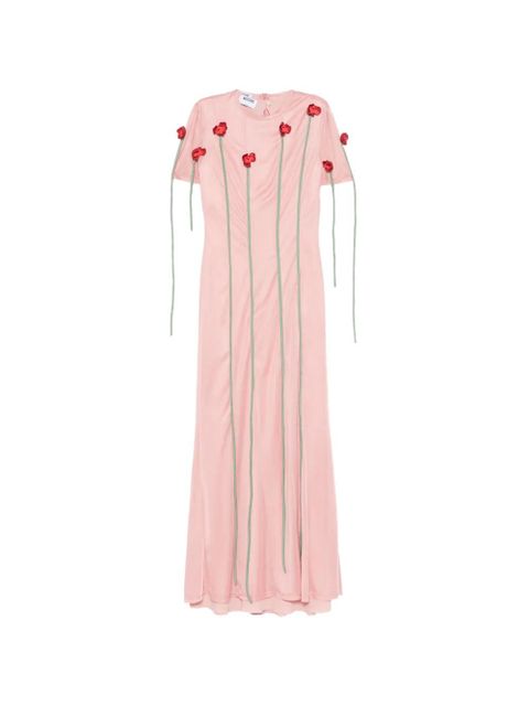 Moschino floral-appliqued midi dress - Pink - zdjęcie produktu nr 1