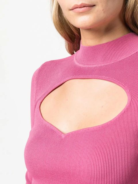 STAUD ribbed-knit cut-out jumper - Pink