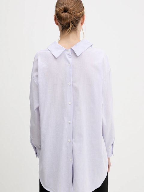 Answear.LAB koszula lniana damska kolor fioletowy relaxed z kołnierzykiem klasycznym - zdjęcie produktu nr 2