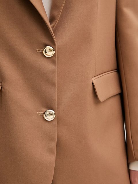 Gaudi marynarka kolor brązowy jednorzędowa gładka 521FD35022