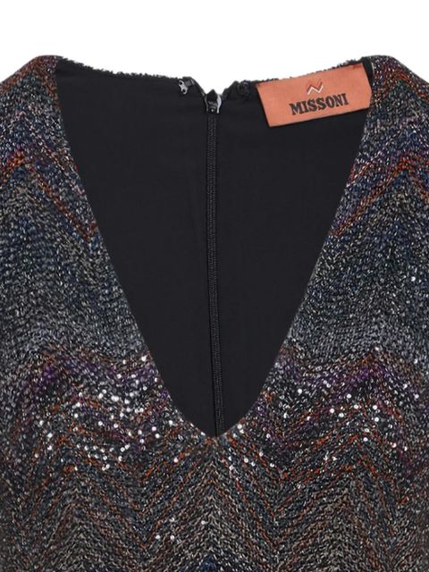 Missoni zigzag-knit sequinned mini dress - Black