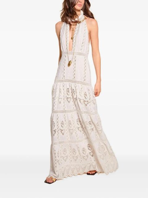 Johanna Ortiz Luz Tropical halter-neck maxi dress - White