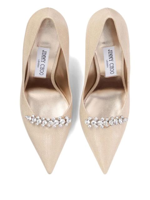 Jimmy Choo 90mm Belinda crystal-embellished pumps - Gold