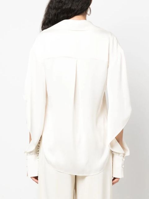 Simkhai V-neck draped-sleeve shirt - Neutrals