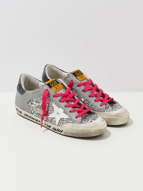 GOLDEN GOOSE - Szaro-brokatowe sneakersy Super Star