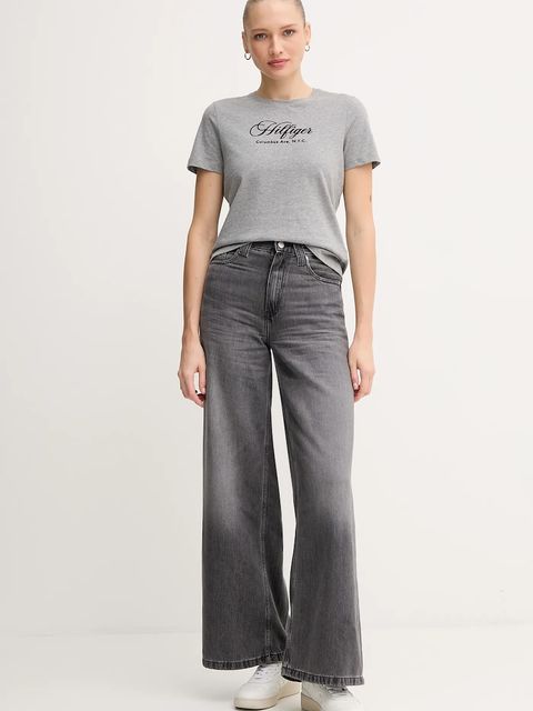 Tommy Hilfiger t-shirt bawełniany damski kolor szary WW0WW46120 - zdjęcie produktu nr 2