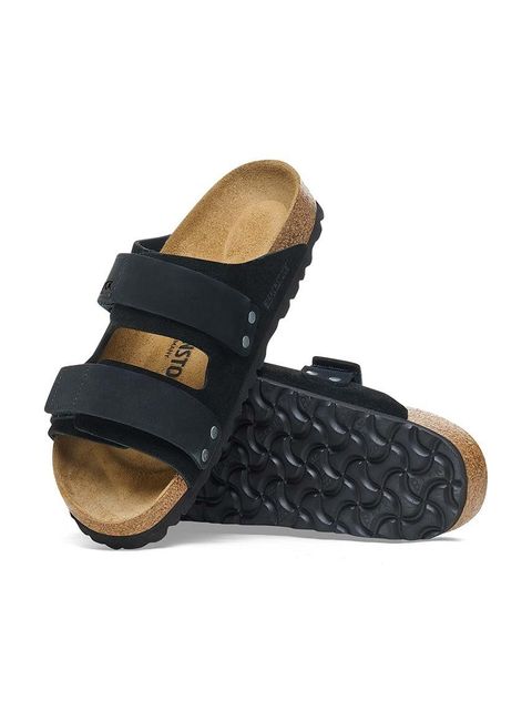 Birkenstock klapki zamszowe Uji damskie kolor czarny 1024832