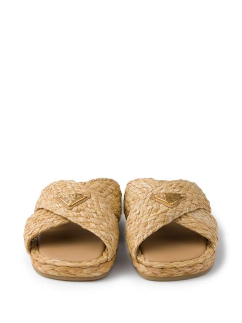 Prada raffia slides - Neutrals
