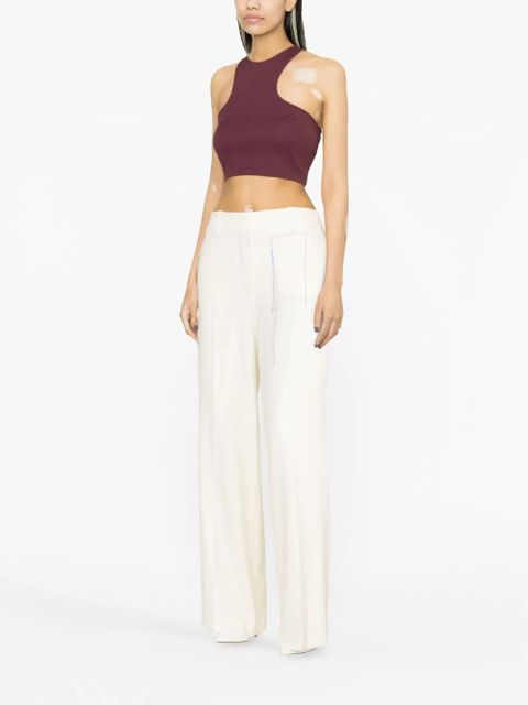 Off-White logo-print ribbed-knit racerback top - Red