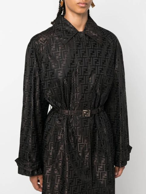 FENDI FF jacquard trench coat - Brown