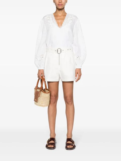 TWINSET floral-embroidered linen blouse - White - zdjęcie produktu nr 2