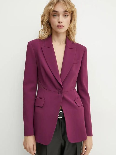 Pinko marynarka kolor fioletowy jednorzędowa gładka 104072 A243