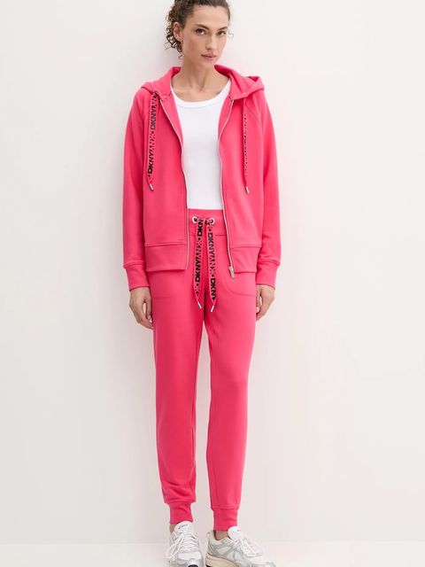 Dkny spodnie dresowe damskie kolor różowy gładkie DP5P3496 - zdjęcie produktu nr 2