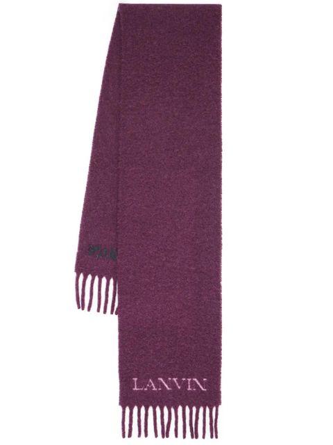 Lanvin jacquard logo motif fringed scarf - Purple - zdjęcie produktu nr 1