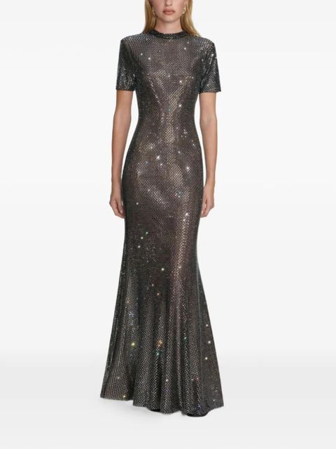 Self-Portrait short sleeve embellished dress - Black