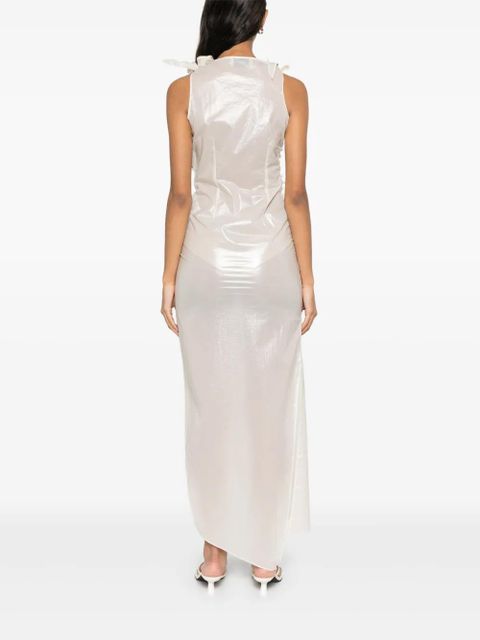Coperni floral-appliqué asymmetric gown - Neutrals