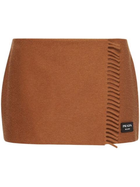 Prada wraparound cashmere miniskirt - Orange