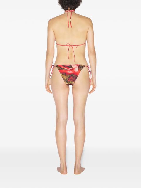 Jean Paul Gaultier Roses printed-tie bikini bottoms - Red