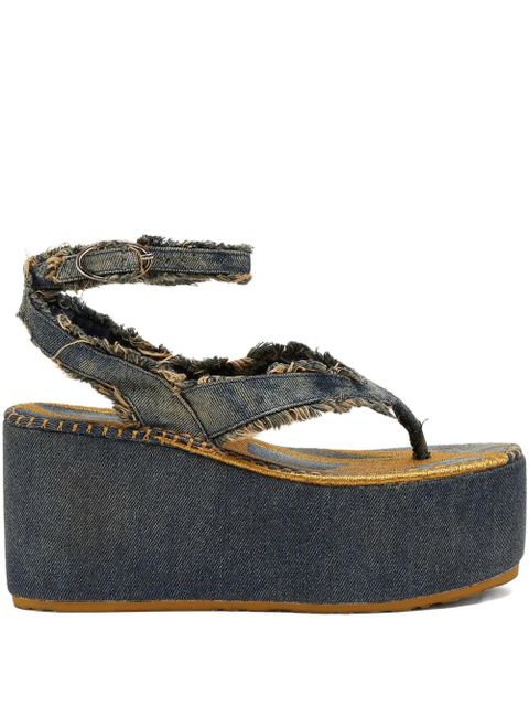 Diesel frayed-edge platform sandals - Blue - zdjęcie produktu nr 1