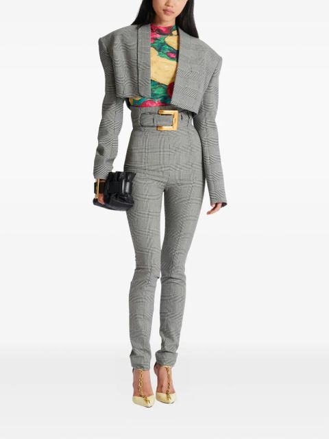 Balmain Prince of Wales-check cropped jacket - Grey - zdjęcie produktu nr 2