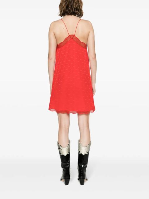 Zadig&Voltaire Christy Jac wings-motif lace-trim silk dress - Red - zdjęcie produktu nr 2
