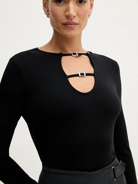 Sisley bluzka damska kolor czarny gładka 374SL108A