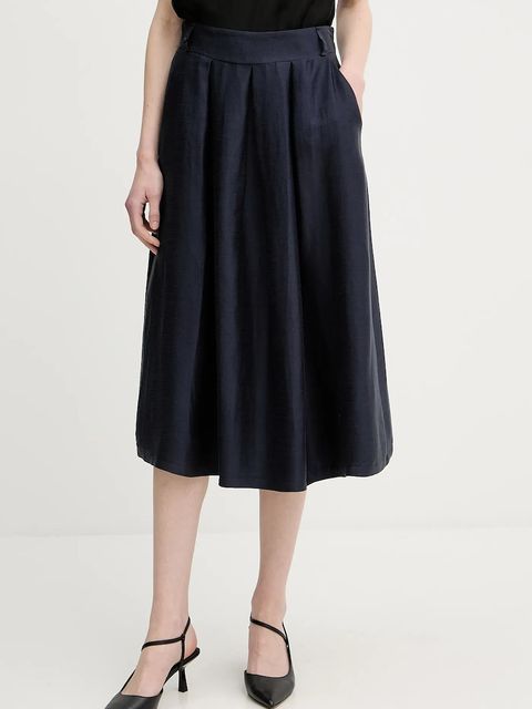 La Petite Française spódnica z domieszką lnu JOSEPHINE kolor granatowy midi rozkloszowana JOSEPHINE - zdjęcie produktu nr 1