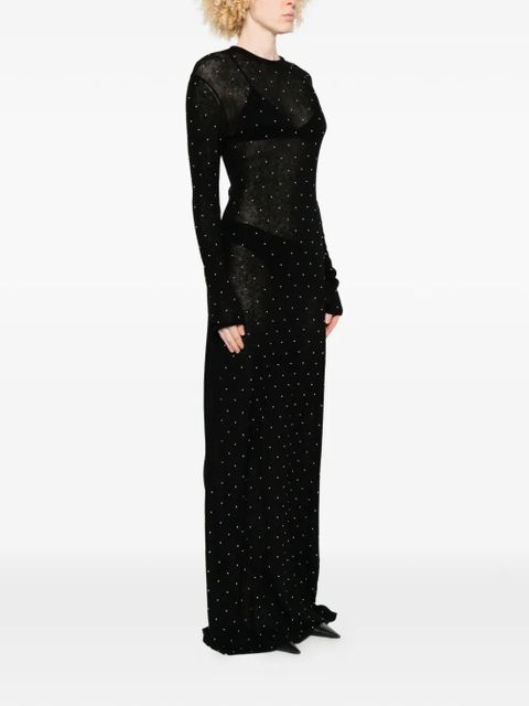 Rabanne studded long-sleeve maxi dress - Black