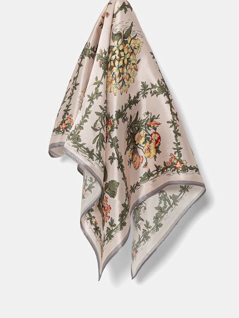 Answear.LAB chusta jedwabna damska kolor zielony wzorzysta