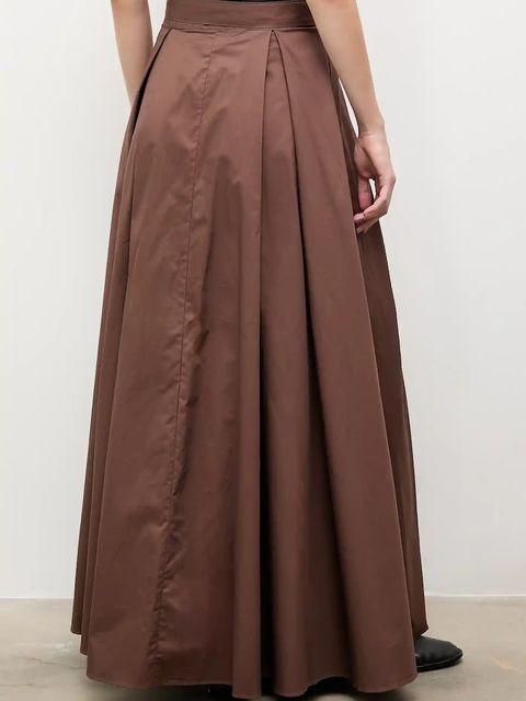 Answear.LAB spódnica bawełniana kolor brązowy maxi rozkloszowana - zdjęcie produktu nr 2