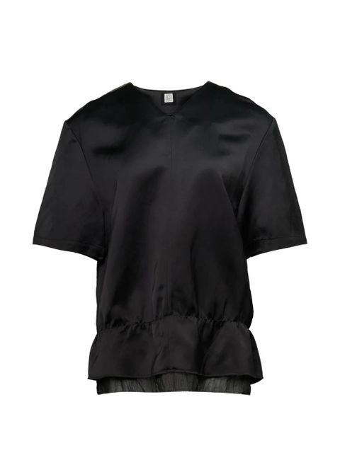 TOTEME v-neck gathered-waist top - Black - zdjęcie produktu nr 1